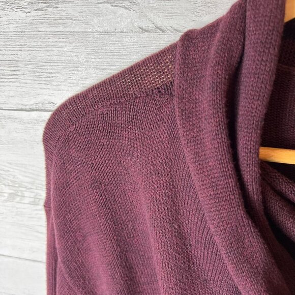 Cabi Sweater Womens Size Small Burgundy Port Fringe Knit Wrap 100% Cotton Fall - Picture 8 of 14